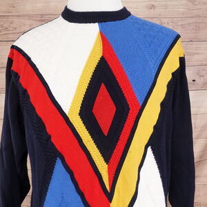 VTG‎ DALMINE UOMO MADE IN ITALY ABSTRACT GEOMETRIC PULLOVER SWEATER M **READ**